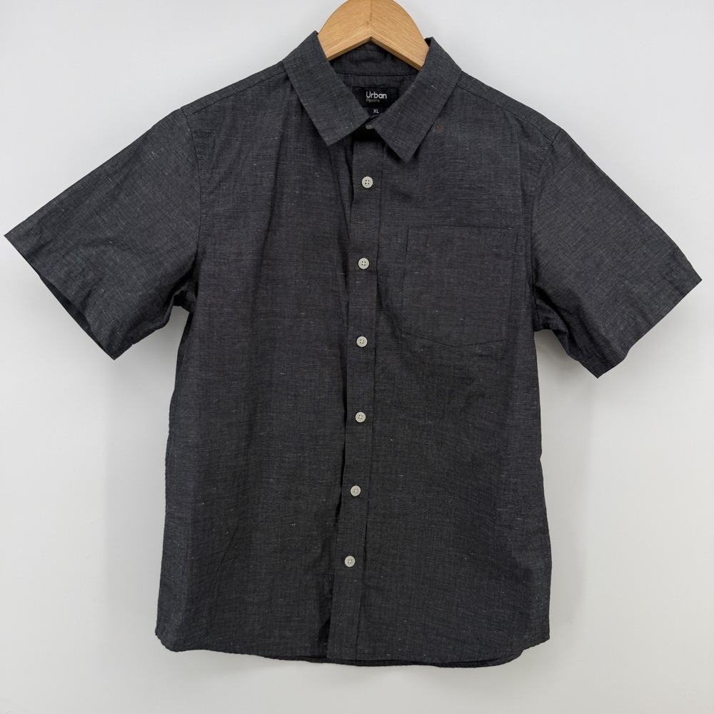 Urban Pipeline Youth XL Black Short Sleeve Button Down Shirt
